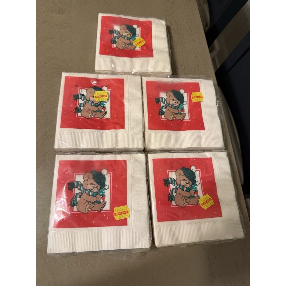 VINTAGE CHRISTMAS THEMED AMERICAN GREETINGS BEVERAGE NAPKINS NOS UNOPENED - 5